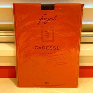Fogal Semi-Sheer “Caresse” Tights.  Graphite.  Size XL.